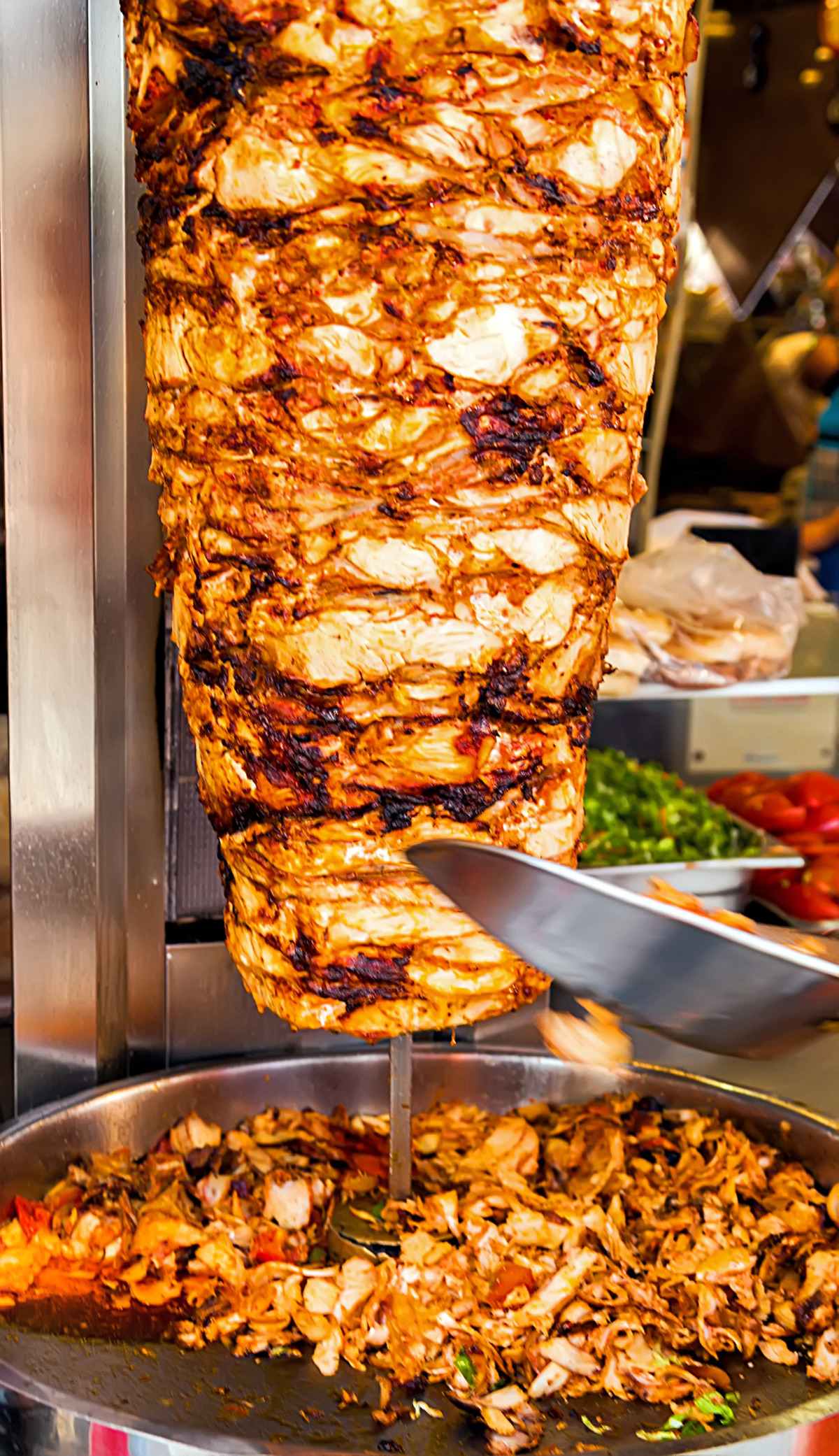 doner kebab cutting hen